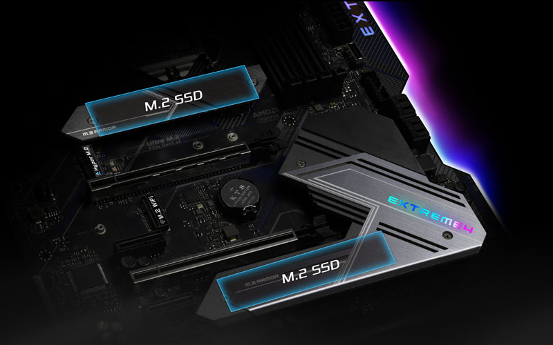 M.2 x 2 (Full Coverage PCIe Gen3 x4 & SATA3 )